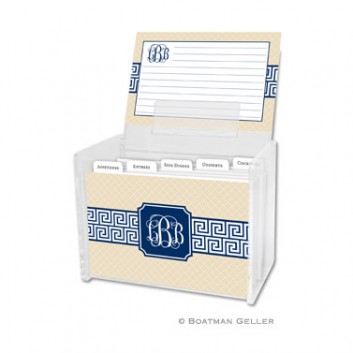 Recipe Box – Greek Key Band Navy 1 Recipe Box - Greek Key Band Navy