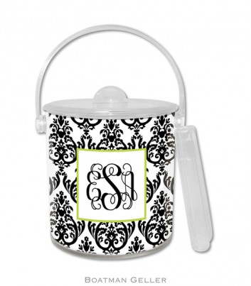 Ice Bucket – Madison Damask White w/Black 1 Ice Bucket - Madison Damask White w/Black