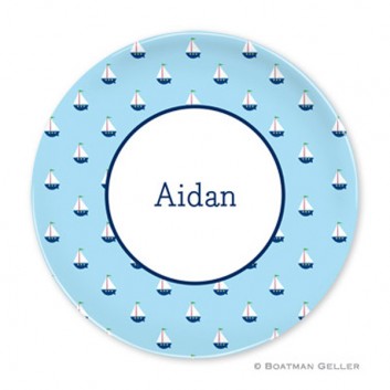 Plate-Little Sailboat Blue