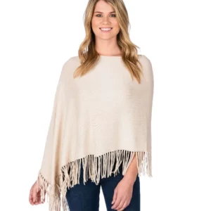 Cotton Cashmere Topper with Fringe (Dune)