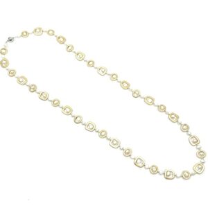 Gold w. White Pearl Long Necklace